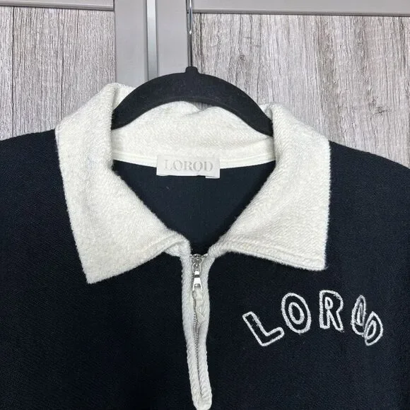 Lorod Half Zip Sweater Top Cotton Black and White Made in Japan Size M